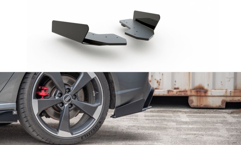 Maxton Racing Heck Ansatz Flaps Diffusor +Flaps für Audi RS3 8V Sportback schwarz Hochglanz AURS38VCNC-RSD1BRB+RSF1-G