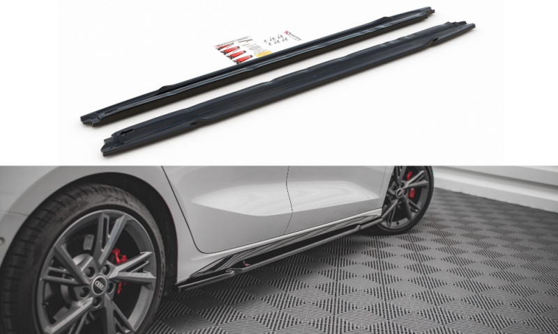 Maxton Seitenschweller Ansatz für Audi S3 / A3 S-Line 8Y schwarz Hochglanz AU-A3-8Y-SLINE-SD1-G