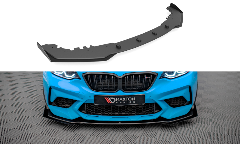 Maxton Street Pro Front Ansatz +Flaps für V.1 + Flaps BMW M2 F87 schwarz Hochglanz BM287MCOMPCNC-FD1BRB+FSF1-G