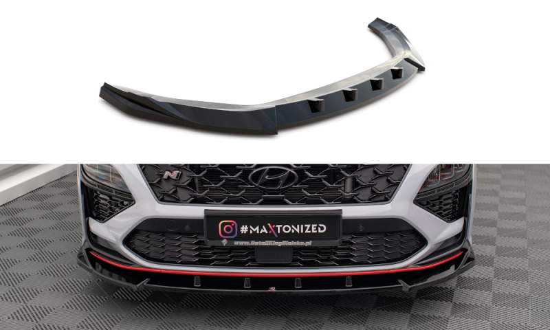 Maxton Front Ansatz V.2 für Hyundai Kona N Mk1 schwarz Hochglanz HY-KO-1-N-FD2-G