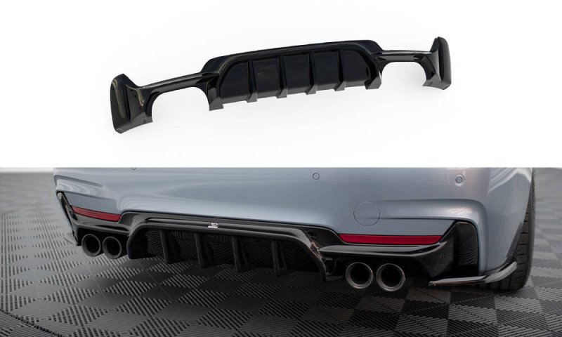 Maxton Diffusor Heck Ansatz BMW 4er Coupe / Gran Coupe / Cabrio M-Paket F32 / F36 / F33 (Version mit Doppelauspuff auf beiden Seiten) BM-4-F32-MPACK-RS1GOO_OO