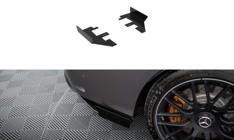 Maxton Hintere Seiten Flaps Mercedes-AMG C63 Limousine / Kombi W205 Facelift schwarz Hochglanz MEC205F63CNC-RSF1-G