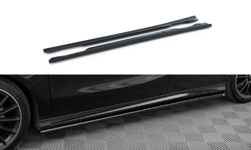 Maxton Seitenschweller Ansatz Mercedes-Benz A AMG-Line W176 Facelif schwarz Hochglanz ME-A-176F-AMGLINE-SD1-G