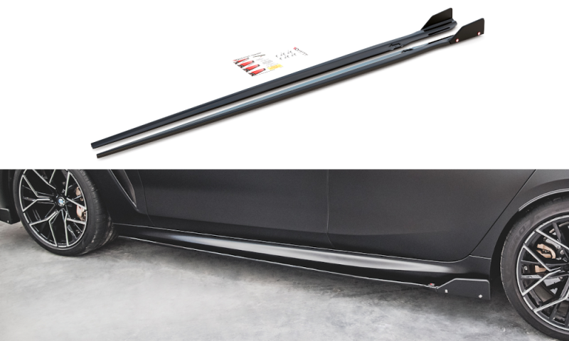 Maxton Seitenschweller Ansatz + Flaps  V.1 BMW M8 Gran Coupe F93 / 8 Gran Coupe M-Paket G16 BM-M8-G16-GC-SD1G+S