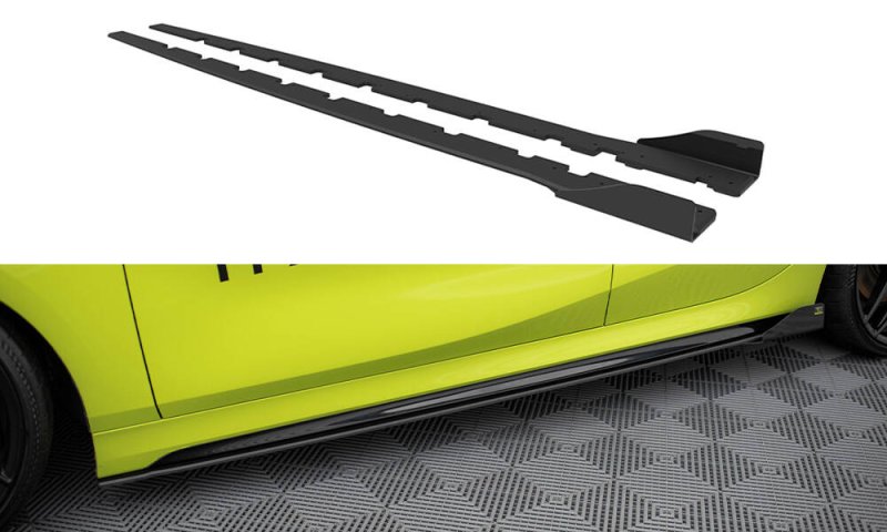 Maxton Street Pro Seitenschweller Ansatz + Flaps BMW 1er F40 M-Paket / M135i schwarz Hochglanz BM140MPACKCNC-SD1BRB+SF1-G