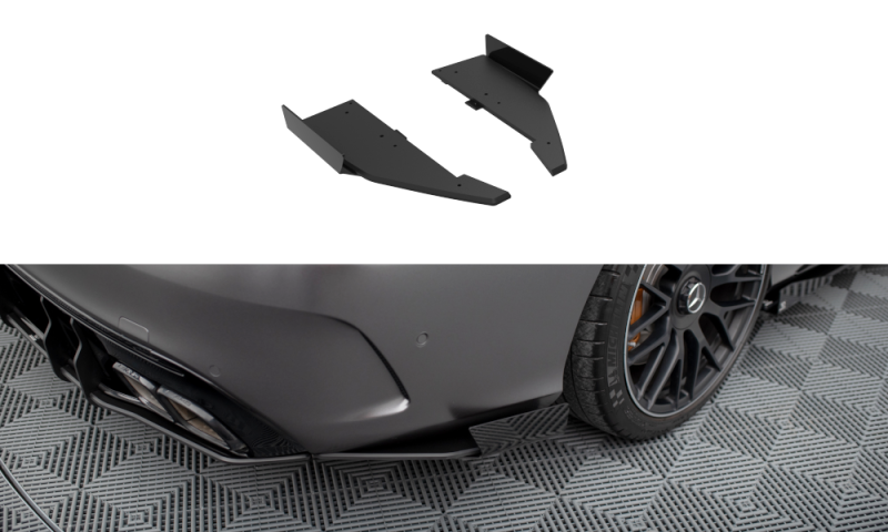 Maxton Street Pro Heck Ansatz Flaps Diffusor + Flaps Mercedes-AMG C63 Limousine / Kombi W205 Facelift schwarz Hochglanz MEC205F63CNC-RSD1BRB+RSF1-G