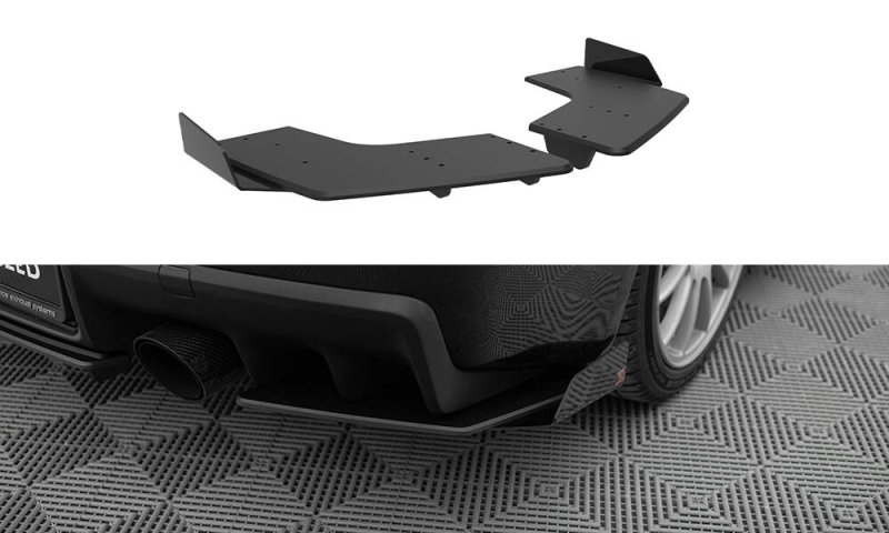 Maxton Street Pro Heck Ansatz Flaps Diffusor + Flaps Mitsubishi Lancer EVO X schwarz Hochglanz MILA10EVOCNC-RSD1BRB+RSF1-G