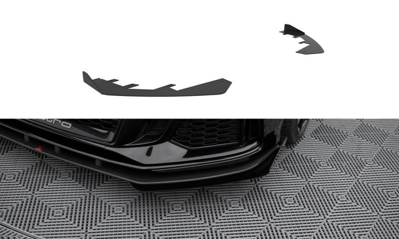 Maxton Front Flaps Audi RS3 Limousine 8V Facelift schwarz Hochglanz AURS38VFSCNC-FSF1-G