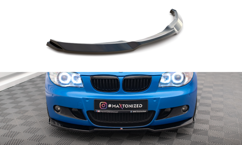 Maxton Front Ansatz V.1 BMW 1er M-Paket E87 / E81 Facelift schwarz Hochglanz BM-1-87F-MPACK-FD1-G
