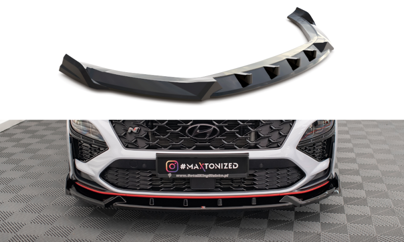 Maxton Front Ansatz V.1 für Hyundai Kona N Mk1 schwarz Hochglanz HY-KO-1-N-FD1-G