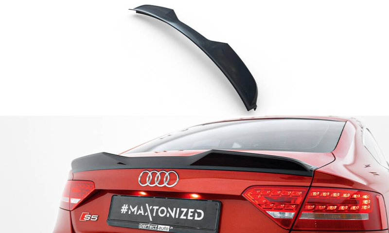 Maxton Spoiler CAP Abrisskante 3D Audi A5 Sportback S-Line / S5 8T / 8T Facelift schwarz Hochglanz AU-A5-1F-SLINE-SB-CAP2-G