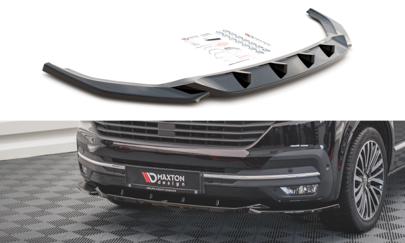 Maxton Front Ansatz V.2 für Volkswagen T6 Facelift schwarz Hochglanz VW-T6F-FD2-G