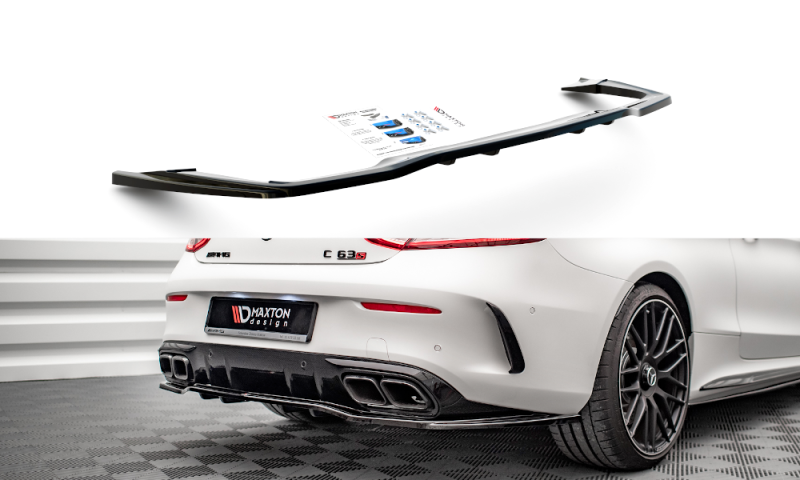 Maxton Mittlerer Diffusor Heck Ansatz DTM Look für Mercedes-AMG C 63 AMG Coupe AMG Aero Pack C205 Facelift schwarz Hochglanz ME-C-205F-AMG-C-RD1G+RD2-G
