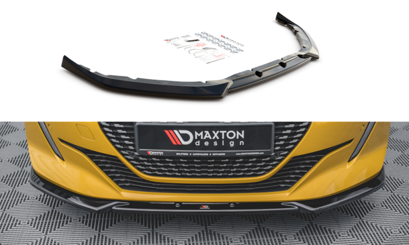 Maxton Front Ansatz V.2 für Peugeot 208 Mk2 schwarz Hochglanz PE-208-2-FD2-G