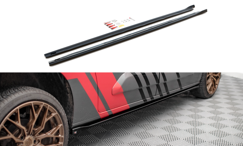 Maxton Seitenschweller Ansatz für Peugeot Partner Maxi Mk3 schwarz Hochglanz PE-PA-3-SD1-G