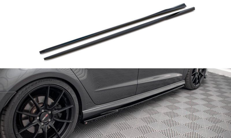 Maxton Seitenschweller Ansatz für Audi S3 / A3 S-Line Sportback 8V Facelift schwarz Hochglanz AU-S3-3F-SB-SD1-G