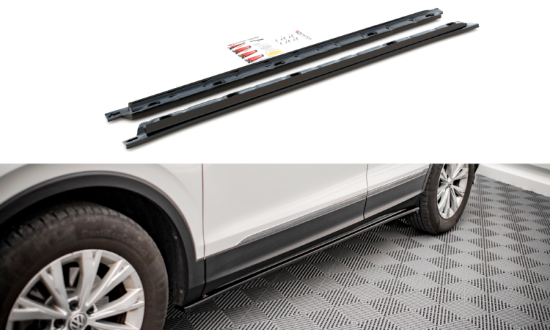 Maxton Seitenschweller Ansatz für Volkswagen Tiguan Mk2 schwarz Hochglanz VW-TI-2-SD1-G