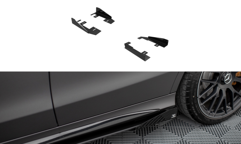 Maxton Side Flaps Mercedes-AMG C63 Limousine / Kombi W205 Facelift schwarz Hochglanz MEC205F63CNC-SF1-G