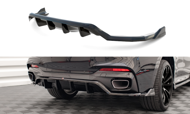 Maxton Mittlerer Diffusor Heck Ansatz DTM Look für BMW X6 M-Paket F16 schwarz Hochglanz BM-X6-16-MPACK-RD1G+RD2-G