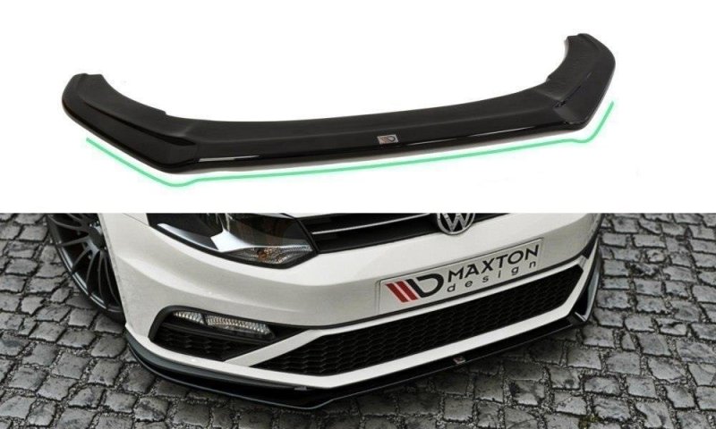 Maxton Front Ansatz für v.2 VW Polo 6R GTI Facelift schwarz Hochglanz VW-PO-5F-GTI-FD2-G