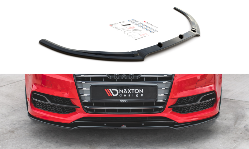 Maxton Front Ansatz V.2 für Audi S3 / A3 S-Line 8V Limousine/Cabrio schwarz Hochglanz AU-S3-3-S-FD1-G