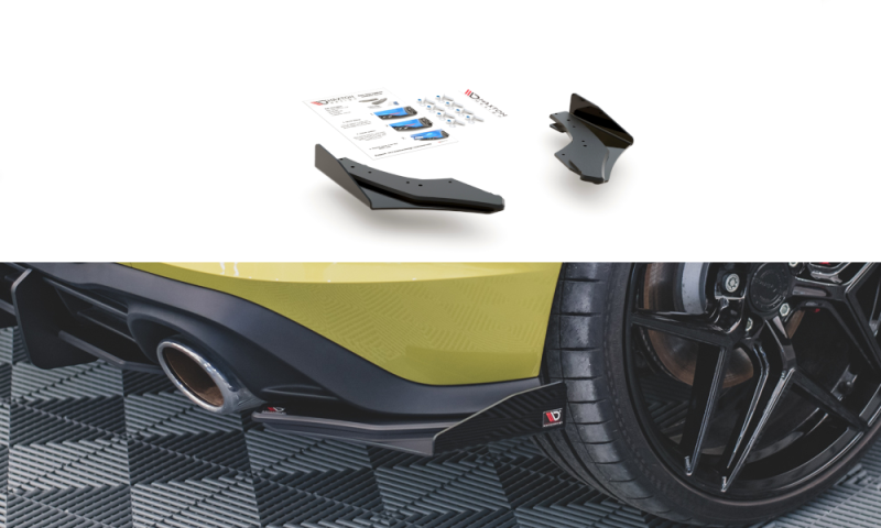 Maxton Racing Heck Ansatz Flaps Diffusor +Flaps für Volkswagen Golf 8 GTI Clubsport schwarz Hochglanz VWGO8GTICSCNC-RSD1BRB+RSF1-G