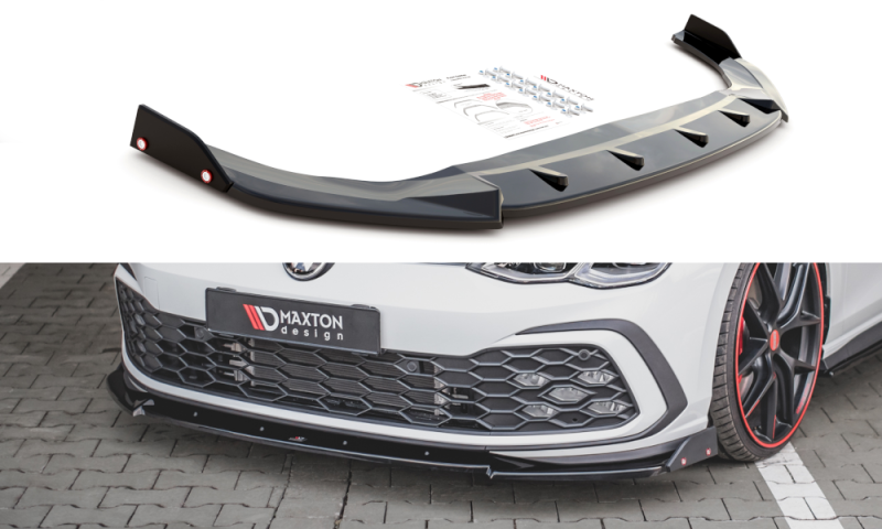 Maxton Front Ansatz +Flaps für V.3 Volkswagen Golf 8 GTI VW-GO-8-GTI-FD3G+FS