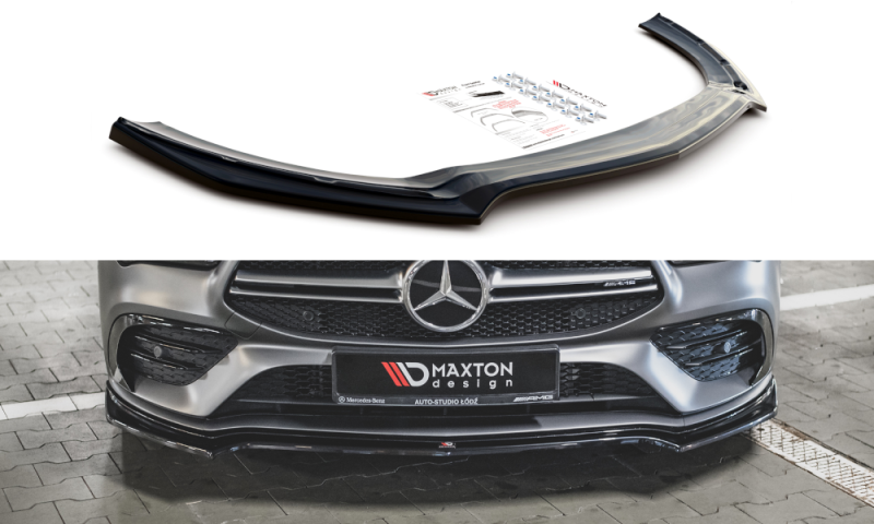Maxton Front Ansatz V.1 für Mercedes-AMG CLA 35 Aero C118 schwarz Hochglanz ME-CLA-118-35AMG-FD1-G