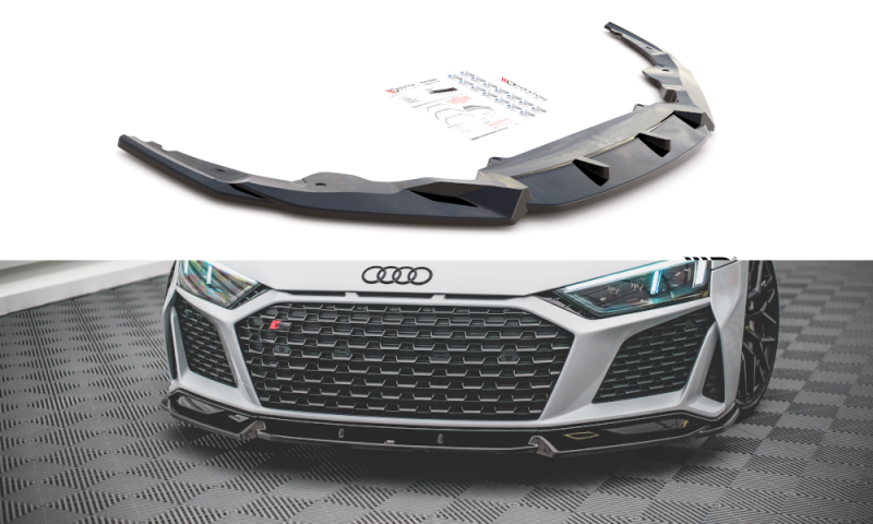 Maxton Front Ansatz V.1 für Audi R8 Mk2 Facelift schwarz Hochglanz AU-R8-2F-FD1G+FD1R-G