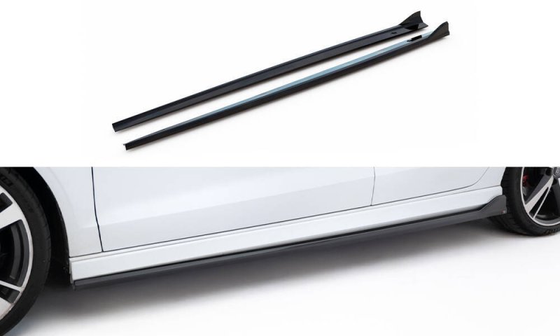 Maxton Seitenschweller Ansatz V.3 Audi RS3 Limousine 8V Facelift schwarz Hochglanz AU-RS3-8VF-S-SD3-G