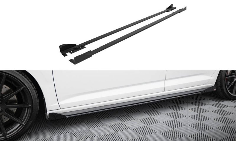 Maxton Street Pro Seitenschweller Ansatz + Flaps VW Jetta GLI Mk7 schwarz Hochglanz VWJE7GLICNC-SD1BRB+SF1-G