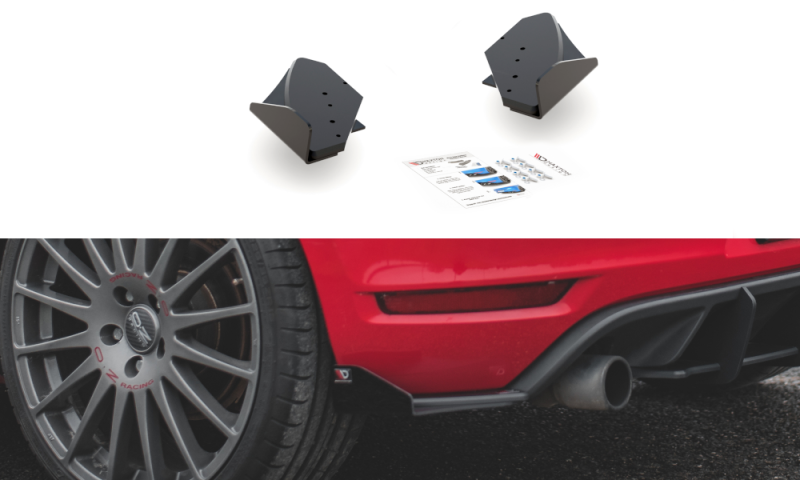 Maxton Racing Heck Ansatz Flaps Diffusor +Flaps für Volkswagen Golf GTI Mk6 schwarz Hochglanz VWGO6GTICNC-RSD1BRB+RSF1-G