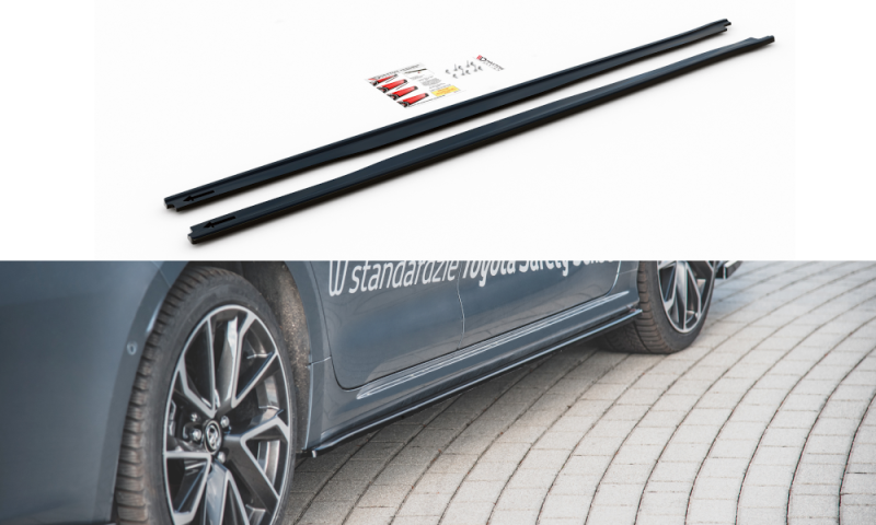 Maxton Seitenschweller Ansatz für Toyota Corolla XII Limousine schwarz Hochglanz TO-CO-12-S-SD1-G