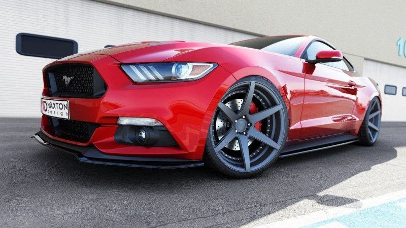 Maxton Seitenschweller Ansatz für Ford Mustang Mk6 schwarz Hochglanz FO-MU-6-SD1-G