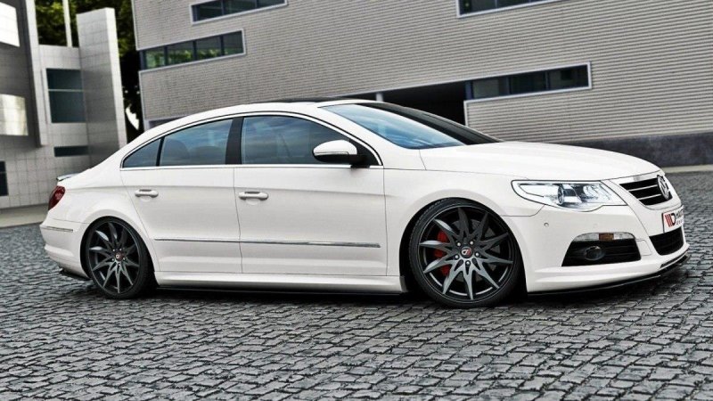 Maxton Seitenschweller Ansatz für VW Passat CC R36 RLINE (vor Facelift) schwarz Hochglanz VW-PA-CC-R-LINE-SD1-G