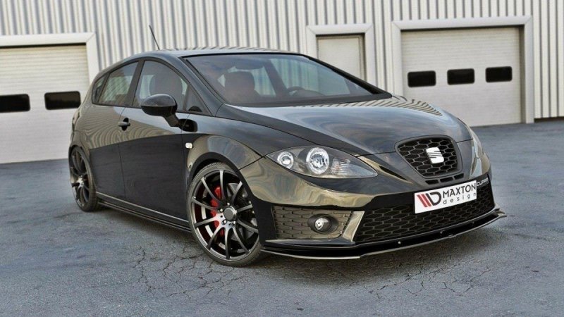 Maxton Front Ansatz V.1 für SEAT LEON MK2 CUPRA FR Facelift schwarz Hochglanz SE-LE-2F-FR-FD1-G