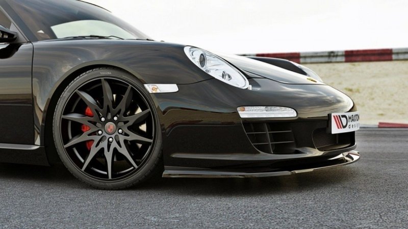 Maxton Front Ansatz für PORSCHE 911 Carrera 997.2 Facelift schwarz Hochglanz PO-911-997F-FD1G+FD1R-G