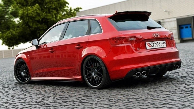 Maxton Heck Ansatz Flaps Diffusor für Audi S3 / A3 S-Line 8V Hachback / Sportback schwarz Hochglanz AU-S3-3-RSD1-G
