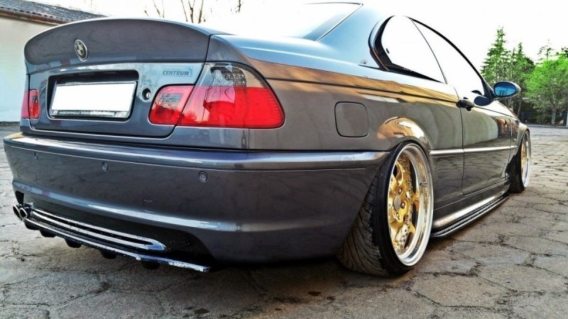 Maxton Mittlerer Diffusor Heck Ansatz für BMW 3er E46 M Paket COUPE DTM LOOK schwarz Hochglanz BM-3-46-C-MPACK-RD1+RD2-G