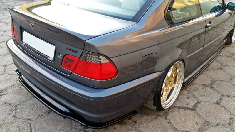 Maxton Mittlerer Diffusor Heck Ansatz für BMW 3er E46 M Paket COUPE DTM LOOK schwarz Hochglanz BM-3-46-C-MPACK-RD1+RD2-G