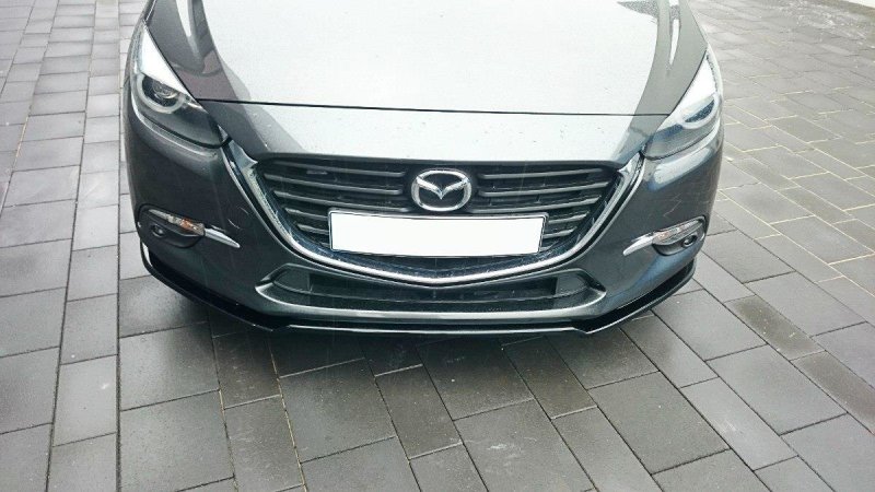 Maxton Front Ansatz für v.1 Mazda 3 BN (Mk3) Facelift schwarz Hochglanz MA-3-3F-FD1-G