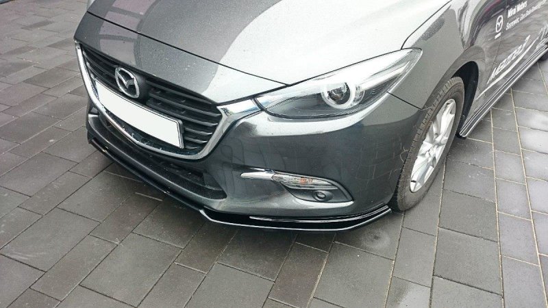 Maxton Front Ansatz für v.1 Mazda 3 BN (Mk3) Facelift schwarz Hochglanz MA-3-3F-FD1-G