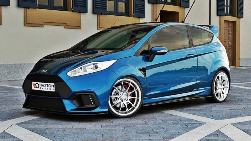 Maxton Front Ansatz für (Focus RS Look Stoßstange) Ford Fiesta Mk7 FL  schwarz Hochglanz FO-FI-7F-RS15-FD1-G