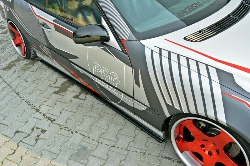 Maxton Seitenschweller Ansatz für MERCEDES CL-KLASSE C215 schwarz Hochglanz ME-CL-215-SD1-G