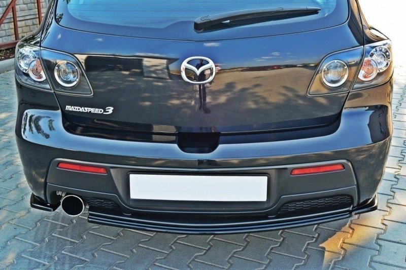 Maxton Mittlerer Diffusor Heck Ansatz für MAZDA 3 MPS MK1 PREFACE  schwarz Hochglanz MA-3-MPS-1-RD1-G