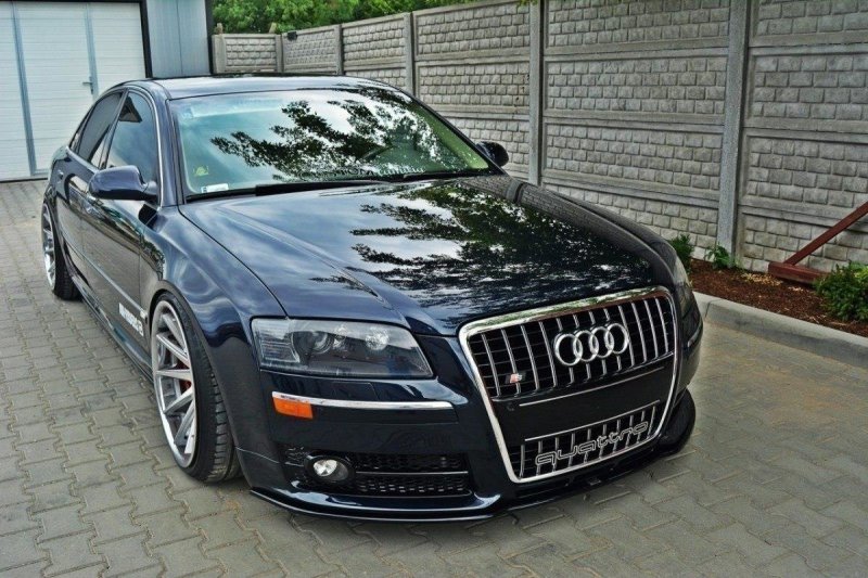 Maxton Front Ansatz für VW AUDI S8 D3 schwarz Hochglanz AU-S8-D3-FD1-G