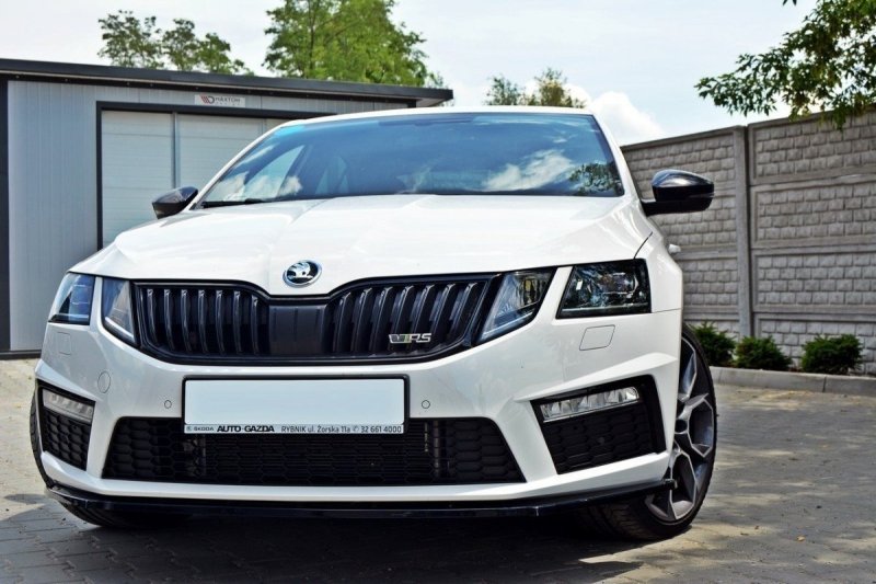 Maxton Front Ansatz V.1 für Skoda Octavia RS Mk3 schwarz Hochglanz SK-OC-3-RS-FD1-G