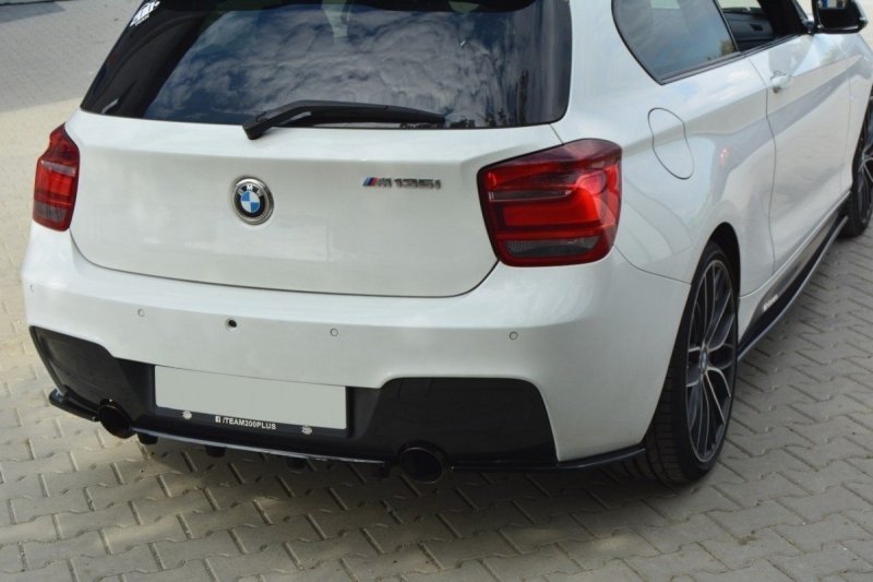 Maxton Mittlerer Diffusor Heck Ansatz für BMW 1er F20/F21 M-Power im DTM LOOK schwarz Hochglanz BM-1-F20-M-RD1+RD2-G