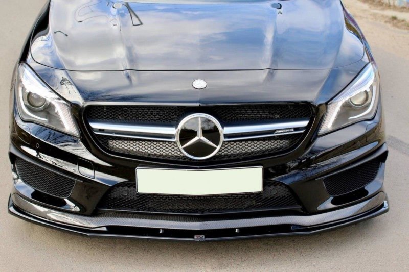 Maxton Front Ansatz für v.2 MERCEDES CLA 45 AMG C117 (vor Facelift) schwarz Hochglanz ME-CLA-117-AMG-FD2-G