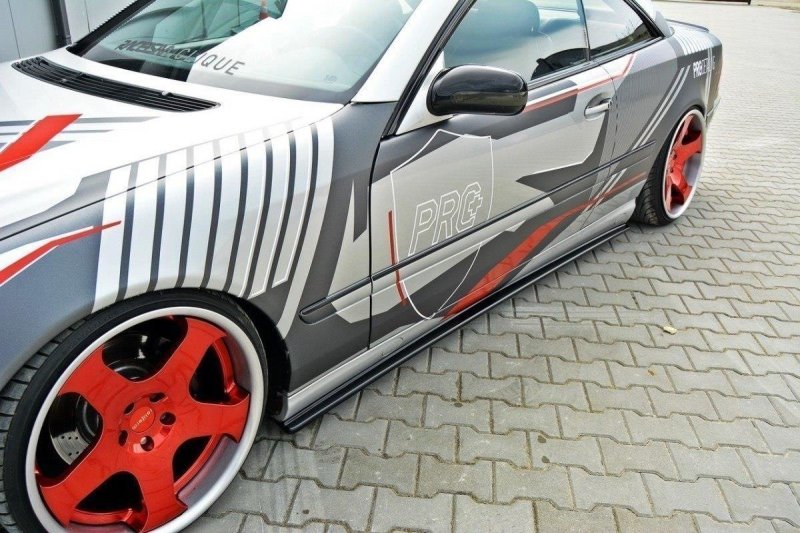 Maxton Seitenschweller Ansatz für MERCEDES CL-KLASSE C215 schwarz Hochglanz ME-CL-215-SD1-G